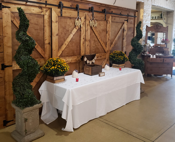 Banquet hall table setup